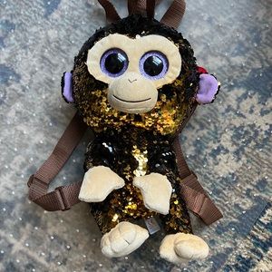 Ty Coconut Sequin Monkey Backpack